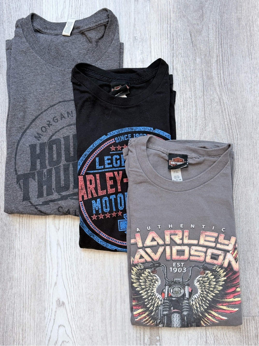 Harley-Davidson Gray and Black Graphic Short Sleeve Tee Bundle Mens Size XXL